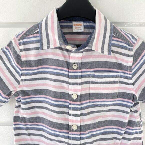 Gymboree Boys Striped Short Sleeve Button Down Shirt Size 4 XS - Picture 4 of 7